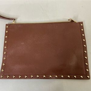 Brown clutch with gold studs great condition